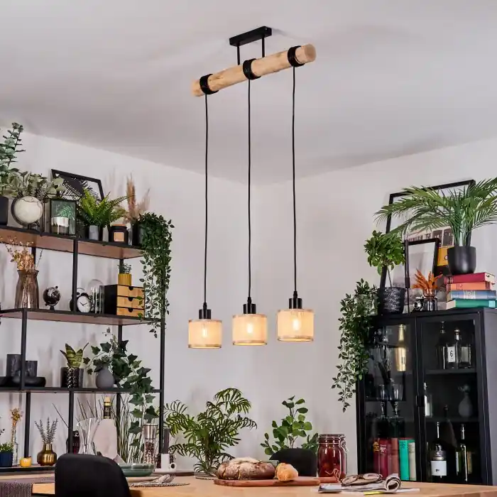 Tijdelijk Beschikbaar Sabadim Hanglamp, Hanglamp Natuurlijke kleuren, Zwart, 3-lichts