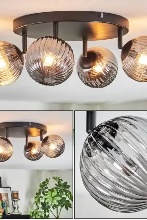 Aanbieding Chehalis Plafondlamp, Kogellampje Rookkleurig, 4-lichts