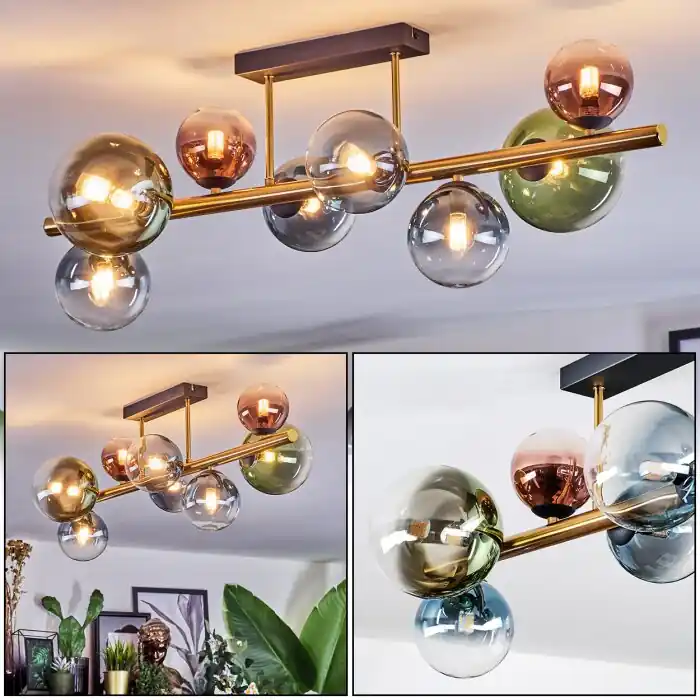Chehalis Plafondlamp, Kogellampje Goud, Zwart, 8-lichts Lage Kosten