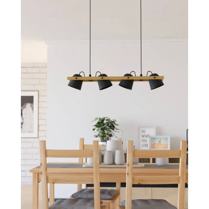 Eglo verlichting HORNWOOD-Z Hanglamp LED Bruin, Zwart, 4-lichts, Kleurwisselaar Alleen Vandaag