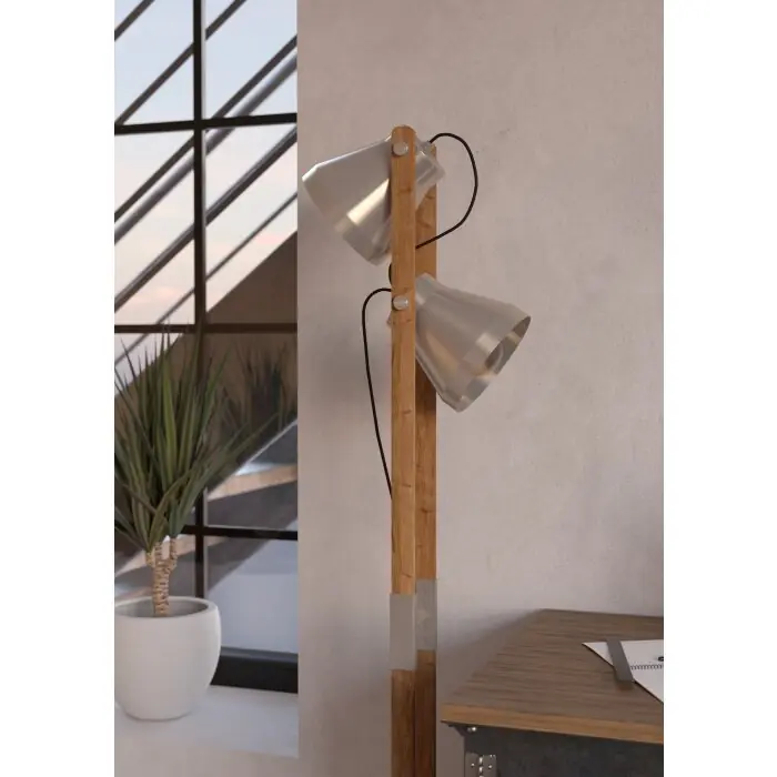 Eglo verlichting CAWTON Staande lamp Bruin, Staal geborsteld, 2-lichts Populair