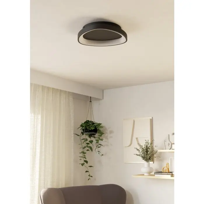 Favoriet Eglo verlichting LORETELLO Plafondlamp, Wand- en plafondlamp LED Zwart, Afstandsbediening