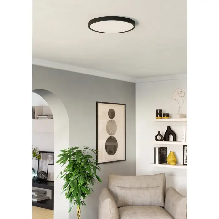 Finale Uitverkoop Eglo verlichting 6-Z Plafondlamp, Wandlamp LED Zwart, Kleurwisselaar