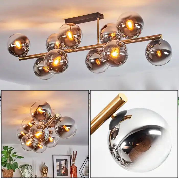 Gastor Plafondlamp, Kogellampje Goud, Zwart, 10-lichts Lage Prijs