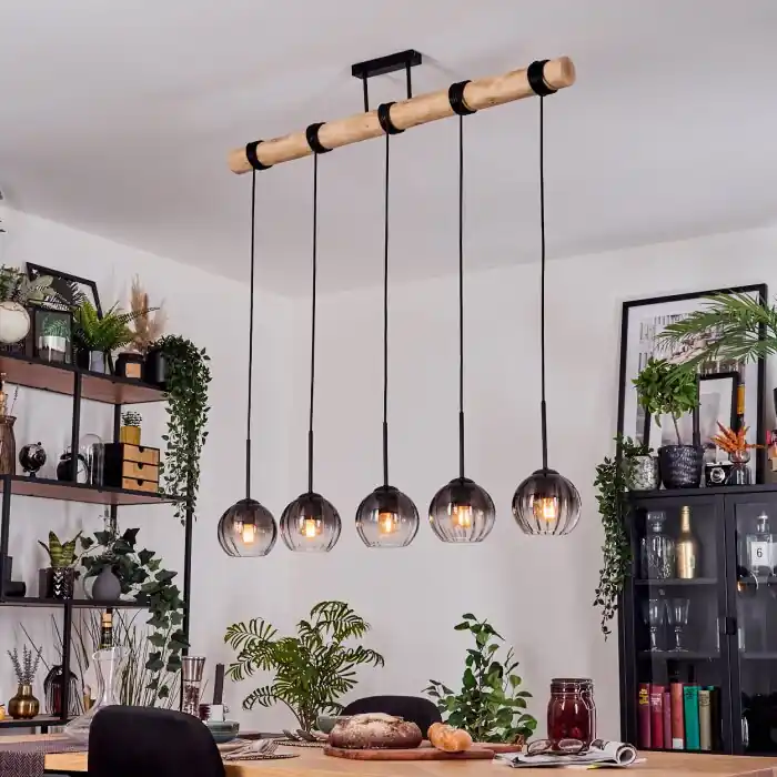 Fabrieksprijs Koyoto Hanglamp, Kogellampje, Hanglamp Natuurlijke kleuren, Zwart, 5-lichts