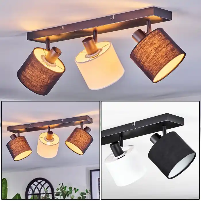 Koop Online Bassagoda Plafondlamp, Plafondspot Zwart, 3-lichts