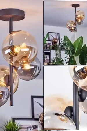 Aanbieding Chehalis Plafondlamp, Kogellampje 33 cm Amber, Rookkleurig, 4-lichts
