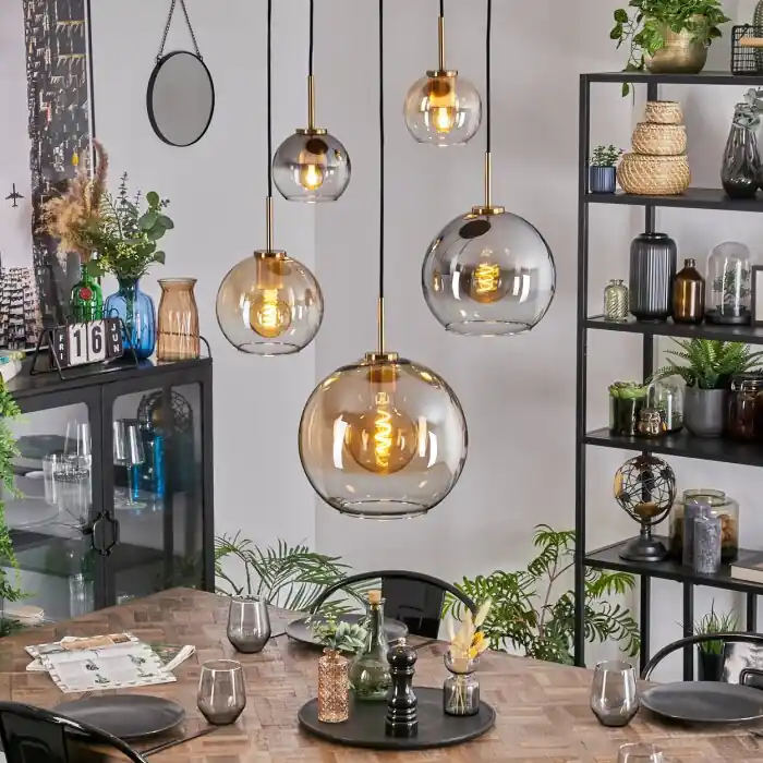 Lage Kosten Koyoto Hanglamp, Kogellampje, Hanglamp Goud, Zwart, 5-lichts