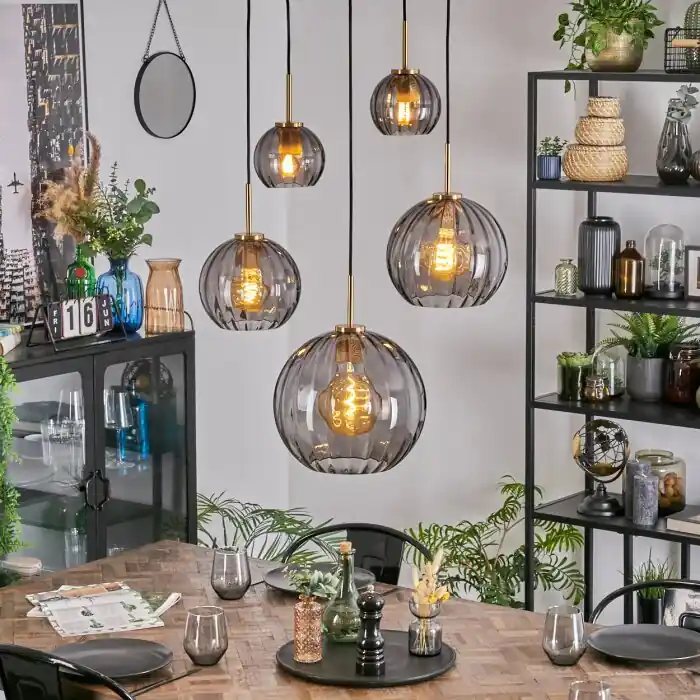 Koyoto Hanglamp, Kogellampje, Hanglamp Goud, Zwart, 5-lichts Laatste Versie
