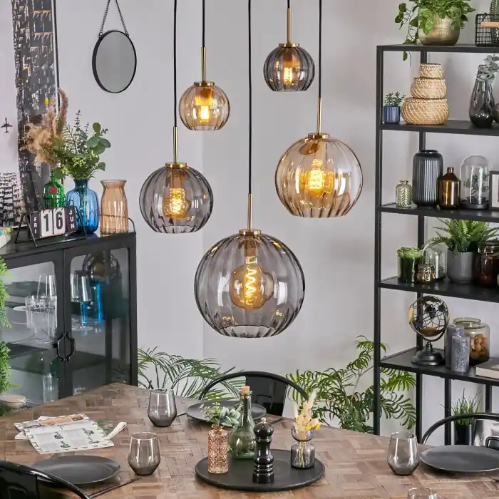 Betrouwbaar Koyoto Hanglamp, Kogellampje, Hanglamp Goud, Zwart, 5-lichts