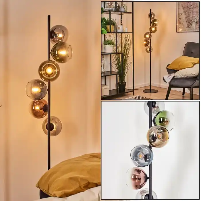 Koyoto Kogellampje, Staande lamp Blauw, Chroom, Goud, Groen, Duidelijk, Koperkleurig, Rookkleurig, 6-lichts Shop Nu