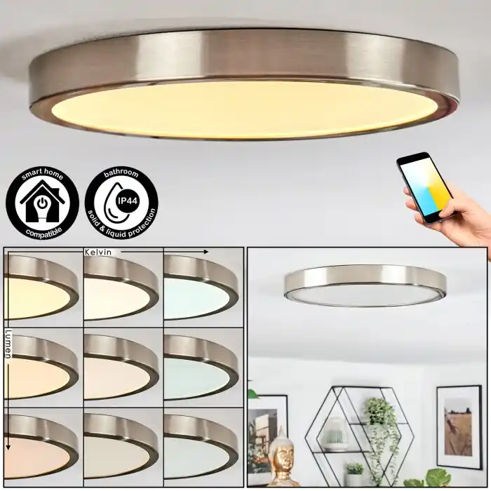 Finsrud Plafondlamp, Paneel LED Nikkel mat, 1-licht Nieuw