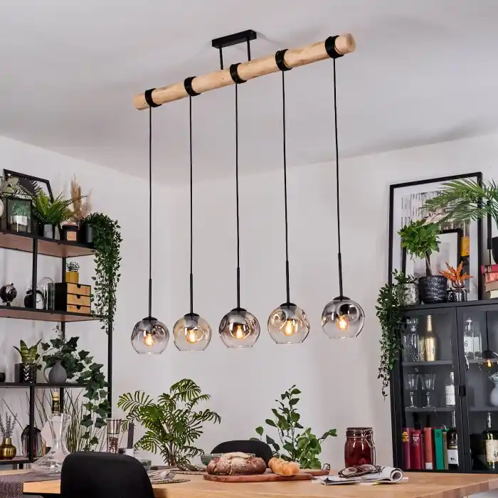 Ripoll Hanglamp, Kogellampje, Hanglamp Natuurlijke kleuren, Zwart, 5-lichts Tijdelijk Beschikbaar