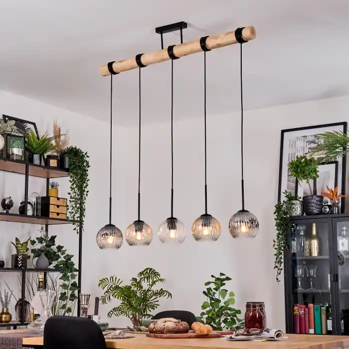 Beperkte Voorraad Ripoll Hanglamp, Kogellampje, Hanglamp Natuurlijke kleuren, Zwart, 5-lichts