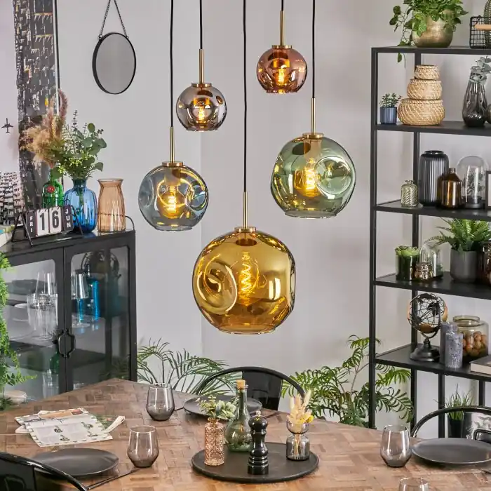 Veilige Betaling Ripoll Hanglamp, Kogellampje, Hanglamp Goud, Zwart, 5-lichts