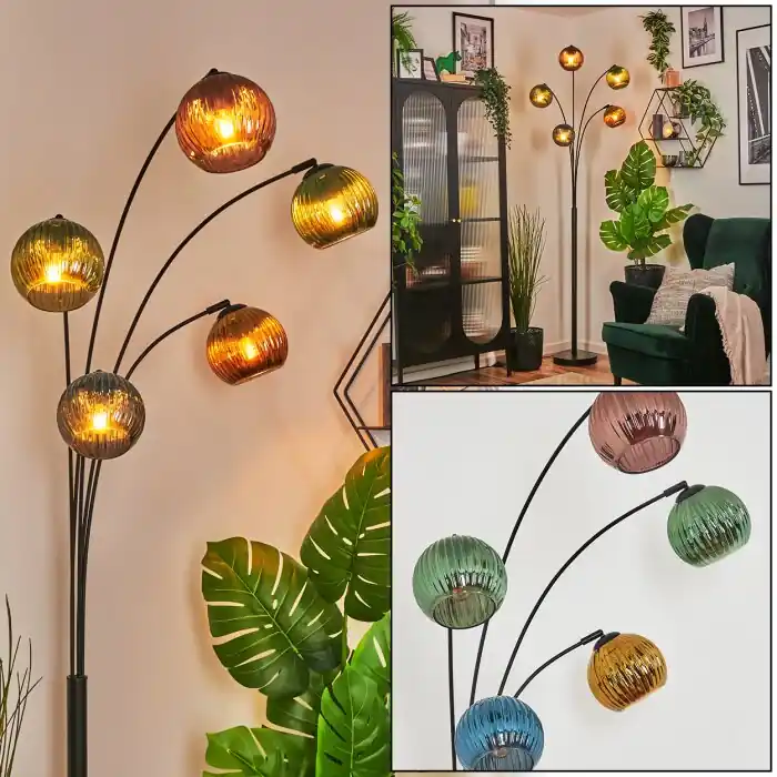 Goedkoop Koyoto Kogellampje, Staande lamp Blauw, Goud, Groen, Koperkleurig, 5-lichts