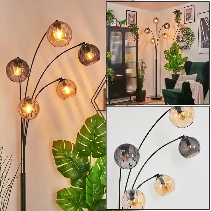 Must-Have Koyoto Kogellampje, Staande lamp Amber, Rookkleurig, 5-lichts