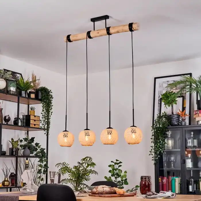 Populair Basto Hanglamp, Hanglamp Natuurlijke kleuren, Zwart, 4-lichts