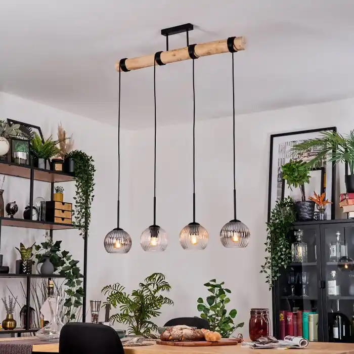 Finale Uitverkoop Koyoto Hanglamp, Kogellampje, Hanglamp Natuurlijke kleuren, Zwart, 4-lichts