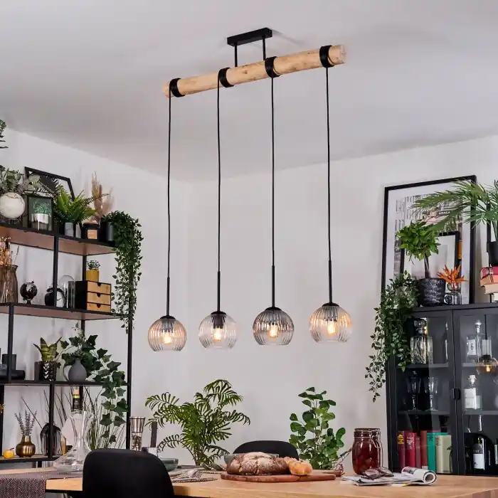 Koyoto Hanglamp, Kogellampje, Hanglamp Natuurlijke kleuren, Zwart, 4-lichts Speciale Aanbieding