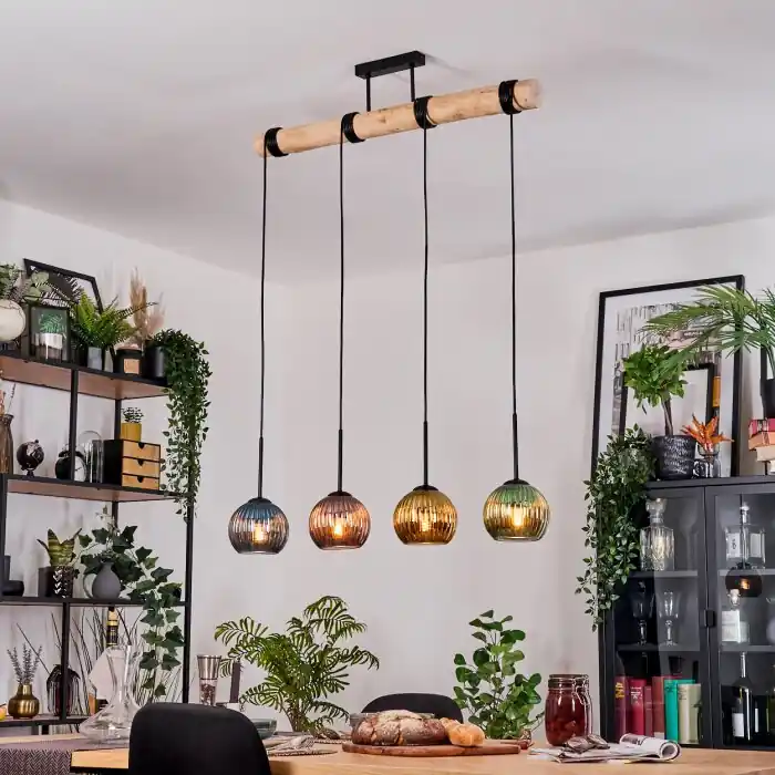 Koyoto Hanglamp, Kogellampje, Hanglamp Natuurlijke kleuren, Zwart, 4-lichts Direct Verzonden