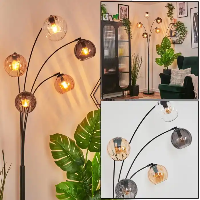 Koyoto Kogellampje, Staande lamp Amber, Duidelijk, Rookkleurig, 5-lichts Betaalbaar