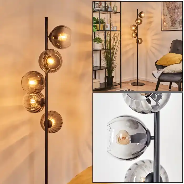 Koyoto Kogellampje, Staande lamp Duidelijk, Rookkleurig, 5-lichts Bestel Nu