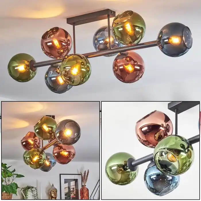Koyoto Plafondlamp, Kogellampje Blauw, Groen, Koperkleurig, 8-lichts Rechtstreeks Van De Fabrikant