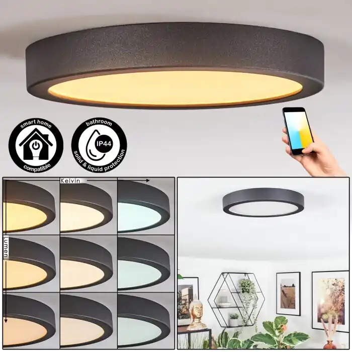 Finsrud Badkamerlamp, Plafondlamp, Paneel LED Zwart, 1-licht Shop Nu