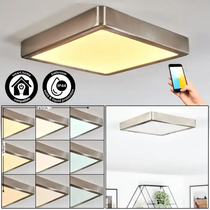 Finsrud Badkamerlamp, Plafondlamp, Paneel LED Nikkel mat, 1-licht Koop Vandaag