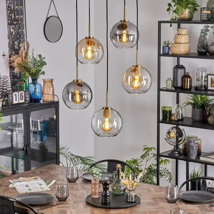 Koyoto Hanglamp, Kogellampje, Hanglamp Goud, Zwart, 5-lichts Beperkt Aanbod