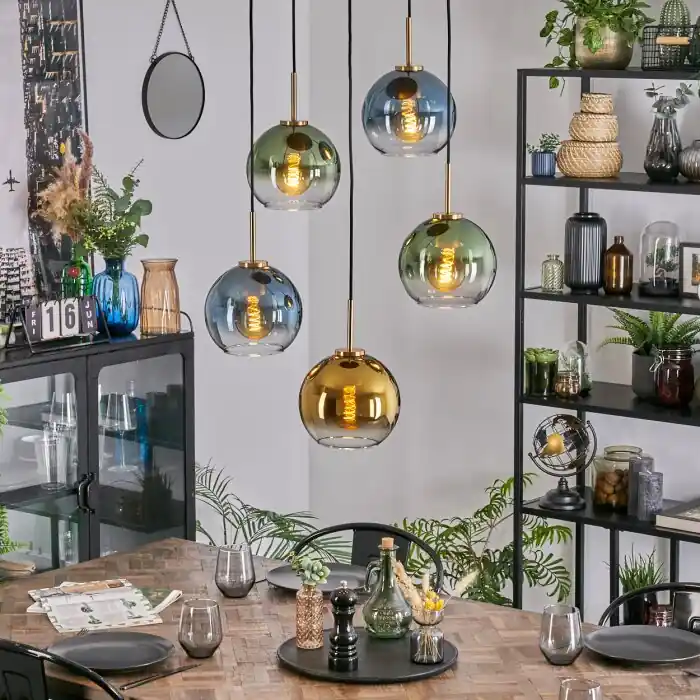 Beperkte Voorraad Koyoto Hanglamp, Kogellampje, Hanglamp Goud, Zwart, 5-lichts