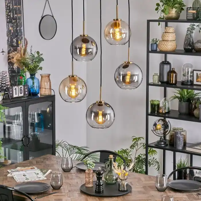 Voordeelprijs Koyoto Hanglamp, Kogellampje, Hanglamp Goud, Zwart, 5-lichts