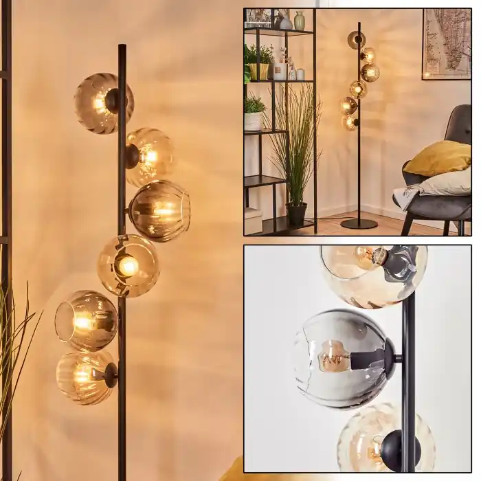 Meest Verkocht Koyoto Kogellampje, Staande lamp Amber, Duidelijk, Rookkleurig, 6-lichts