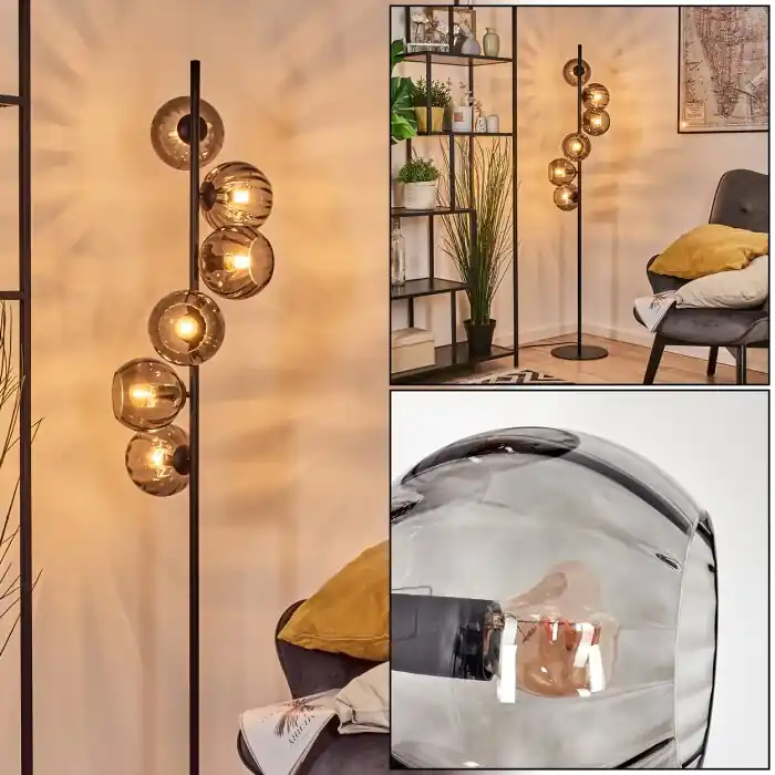 Exclusieve Aanbieding Koyoto Kogellampje, Staande lamp Rookkleurig, 6-lichts