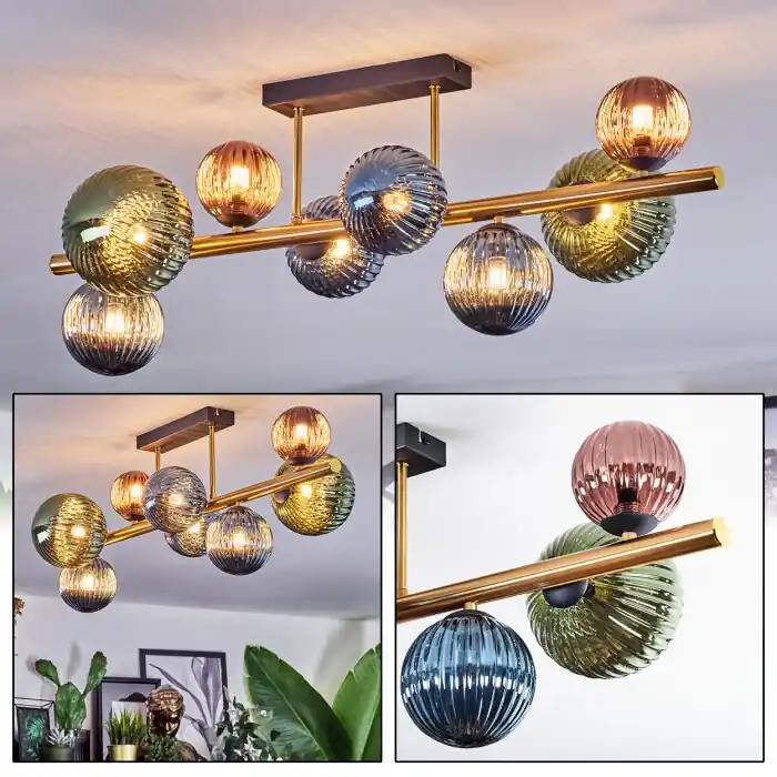 Beste Prijs Chehalis Plafondlamp, Kogellampje Goud, Zwart, 8-lichts