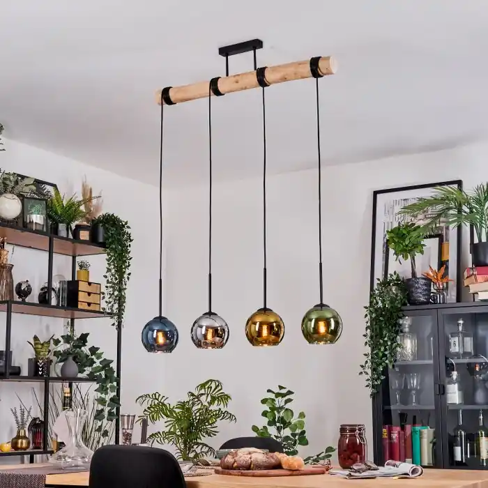 Beperkte Voorraad Koyoto Hanglamp, Kogellampje, Hanglamp Natuurlijke kleuren, Zwart, 4-lichts
