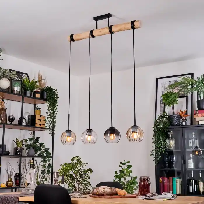 Hoge Kwaliteit Koyoto Hanglamp, Kogellampje, Hanglamp Natuurlijke kleuren, Zwart, 4-lichts