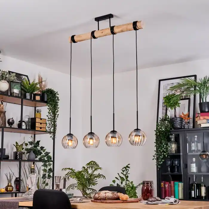 Seizoensaanbieding Koyoto Hanglamp, Kogellampje, Hanglamp Natuurlijke kleuren, Zwart, 4-lichts