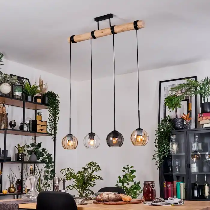 Beperkte Voorraad Koyoto Hanglamp, Kogellampje, Hanglamp Natuurlijke kleuren, Zwart, 4-lichts