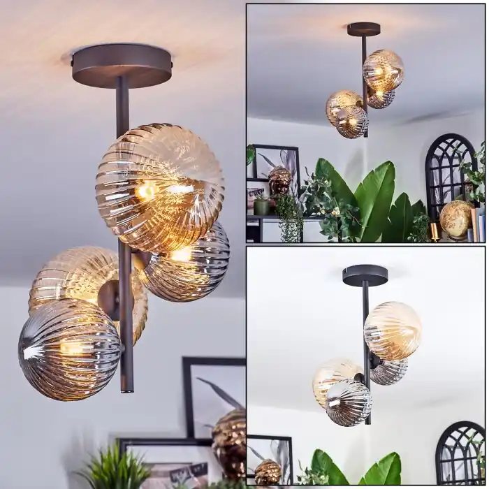Chehalis Plafondlamp, Kogellampje Amber, Rookkleurig, 4-lichts Bestseller
