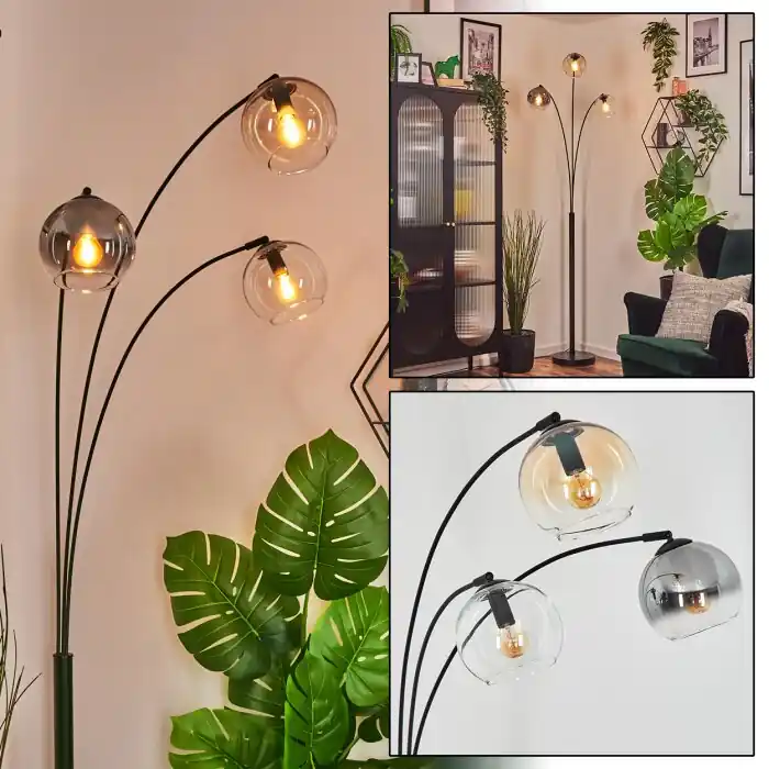 Koyoto Kogellampje, Staande lamp Amber, Duidelijk, Rookkleurig, 3-lichts Seizoensaanbieding