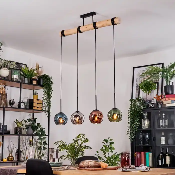 Op = Op Ripoll Hanglamp, Kogellampje, Hanglamp Natuurlijke kleuren, Zwart, 4-lichts