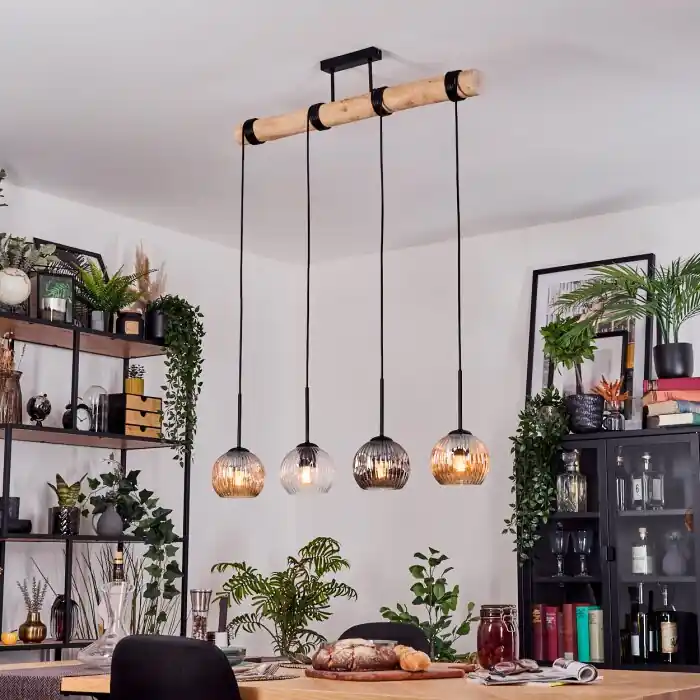 Ripoll Hanglamp, Kogellampje, Hanglamp Natuurlijke kleuren, Zwart, 4-lichts Shop Nu