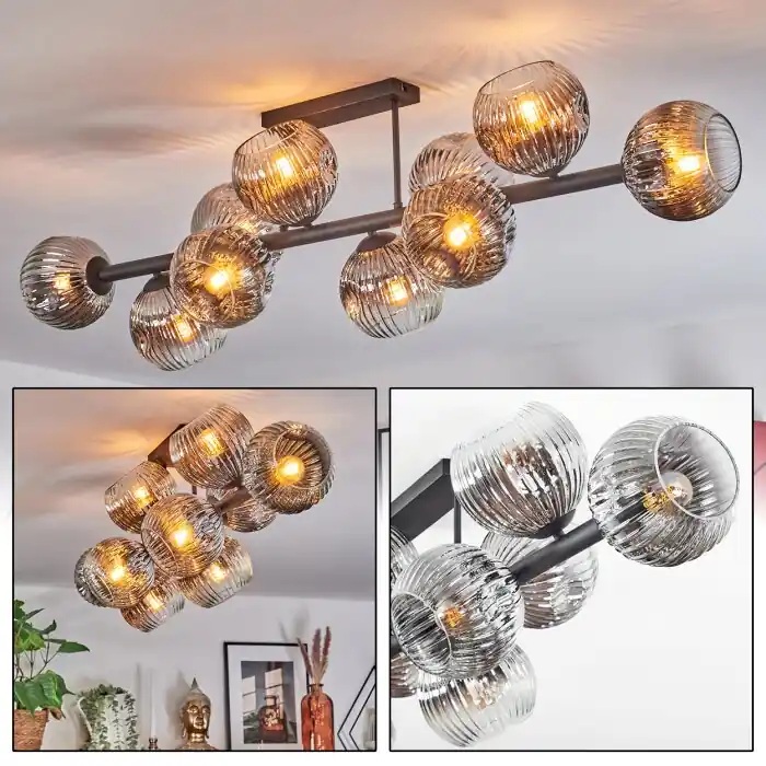 Ripoll Plafondlamp, Kogellampje Chroom, Duidelijk, Rookkleurig, 10-lichts Koop Online
