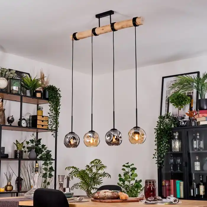 Ripoll Hanglamp, Kogellampje, Hanglamp Natuurlijke kleuren, Zwart, 4-lichts Tijdelijk Beschikbaar