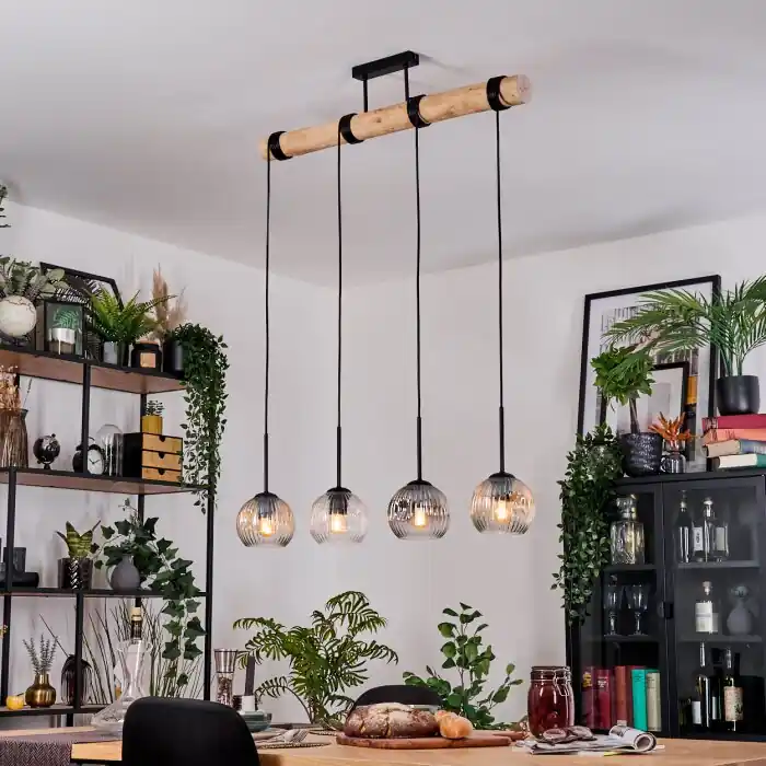 Ripoll Hanglamp, Kogellampje, Hanglamp Natuurlijke kleuren, Zwart, 4-lichts Flitsaanbieding