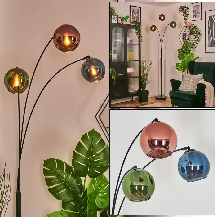 Koopje Koyoto Kogellampje, Staande lamp Blauw, Groen, Koperkleurig, 3-lichts