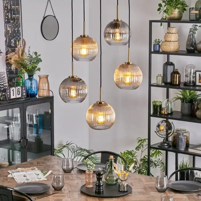 Laatste Versie Koyoto Hanglamp, Kogellampje, Hanglamp Goud, Zwart, 5-lichts