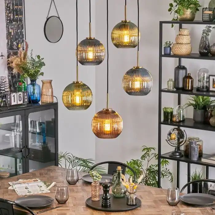 Nu Kopen Koyoto Hanglamp, Kogellampje, Hanglamp Goud, Zwart, 5-lichts